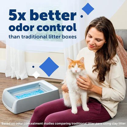 Scoopfree Crystal Pro Self-Cleaning Cat Litterbox - Never Scoop Litter Again - Hands-Free Cleanup with Disposable Crystal Tray - Less Tracking, Better Odor Control - Includes Disposable Tray