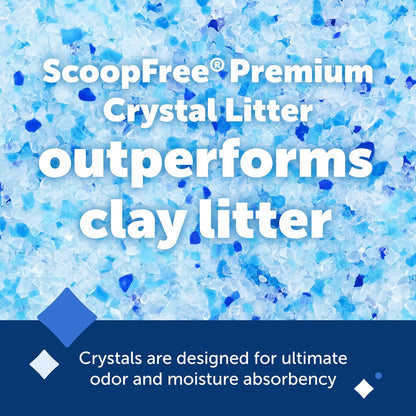 Scoopfree Premium Blue Non-Clumping Crystal Cat Litter, Lightly Scented Litter – Superior Odor Control – Low Tracking for Less Mess – Lasts up to 1 Month, 8.6 Lbs Total (2 Pack of 4.3 Lb Bags)