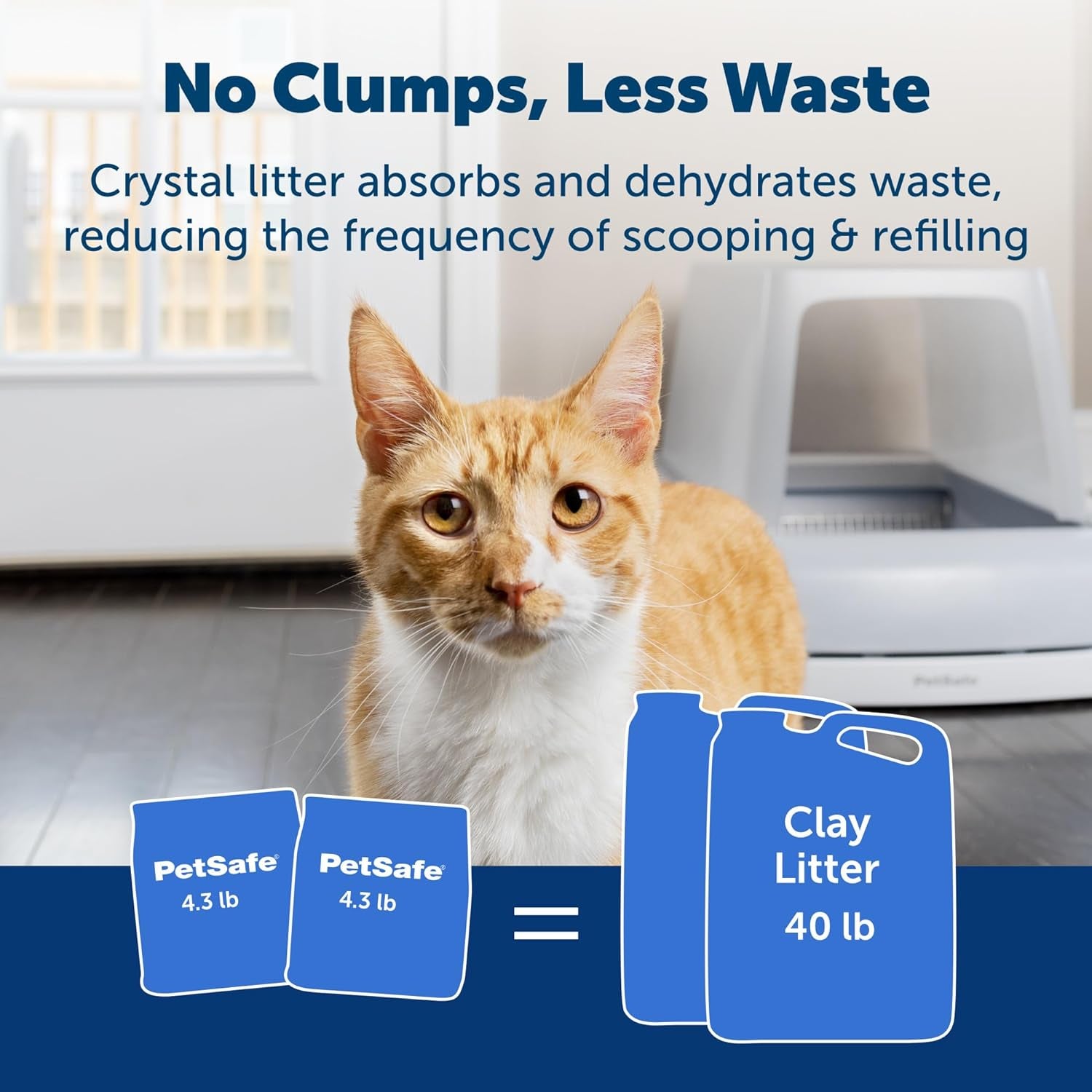 Scoopfree Premium Blue Non-Clumping Crystal Cat Litter, Lightly Scented Litter – Superior Odor Control – Low Tracking for Less Mess – Lasts up to 1 Month, 8.6 Lbs Total (2 Pack of 4.3 Lb Bags)