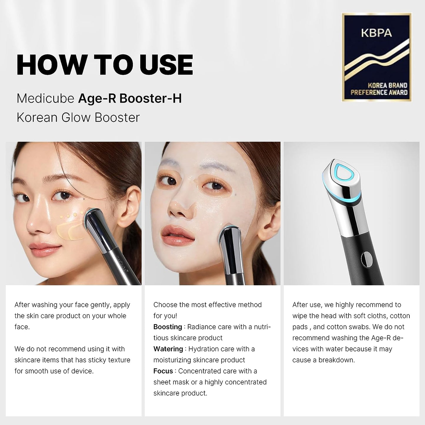 Age-R Booster H - Korean No.1 Skin Care Device - Facial Glow Booster for Maximizing and Boosting Skin Care Absorption - Needle Free