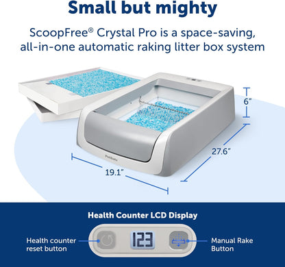 Scoopfree Crystal Pro Self-Cleaning Cat Litterbox - Never Scoop Litter Again - Hands-Free Cleanup with Disposable Crystal Tray - Less Tracking, Better Odor Control - Includes Disposable Tray